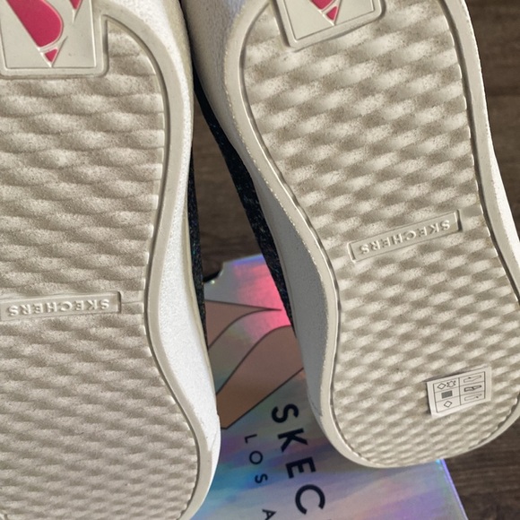 Skechers Shoes Girls Size 6 Sparkle Sneakers Black Youth Lace Up iridescent - Picture 7 of 10